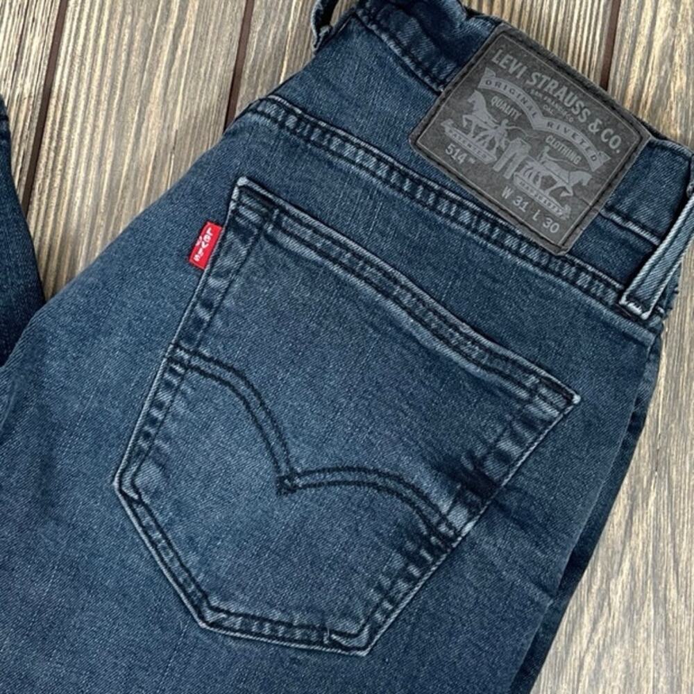 Levis 514 Men Blue Denim Jeans Slim‎ Straight Red Tab Sz 31x30 Classic Americana
